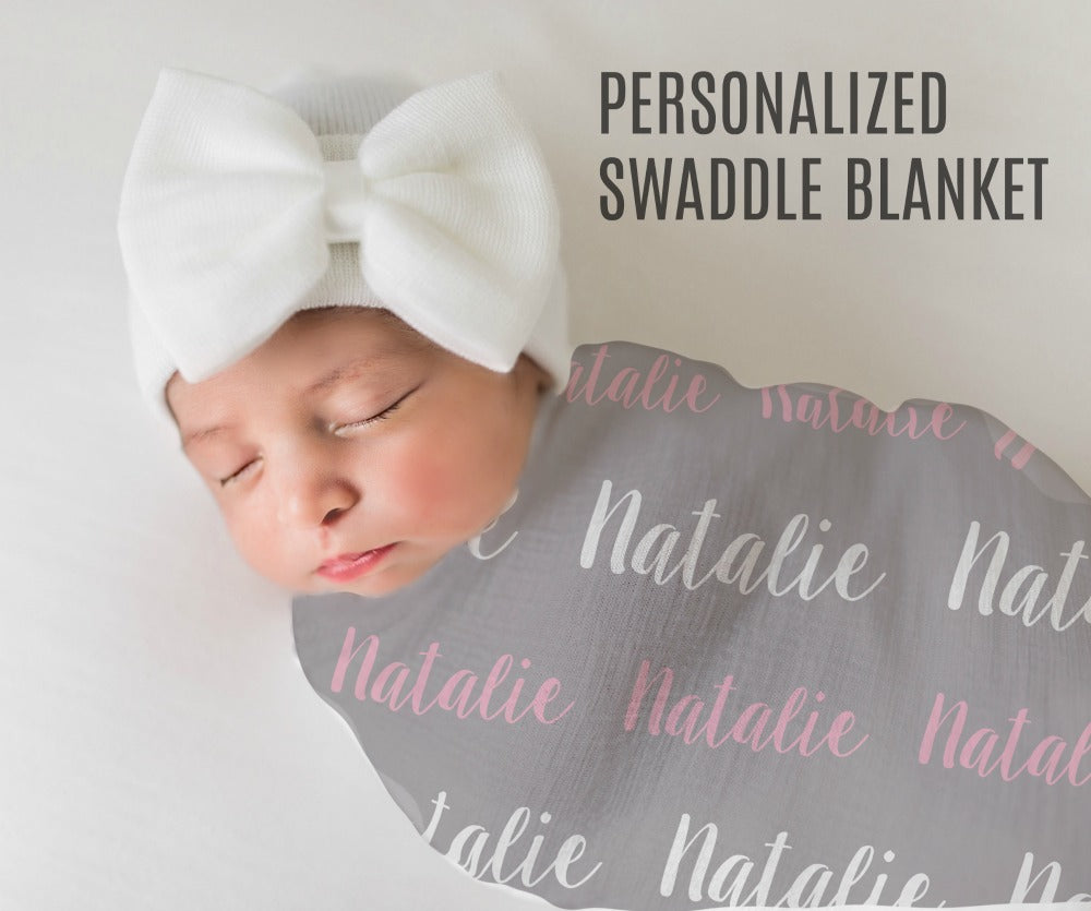 Personalized Baby Blankets, Custom Newborn Swaddle, Baby Name Blanket