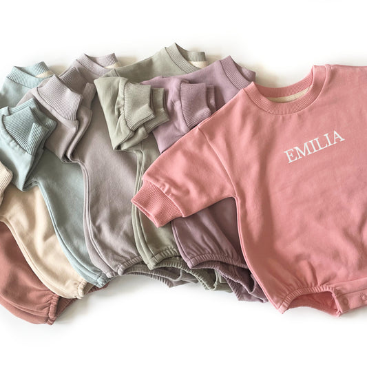 Oversized Baby Crewneck Sweatshirt - Bubble Romper - Personalized