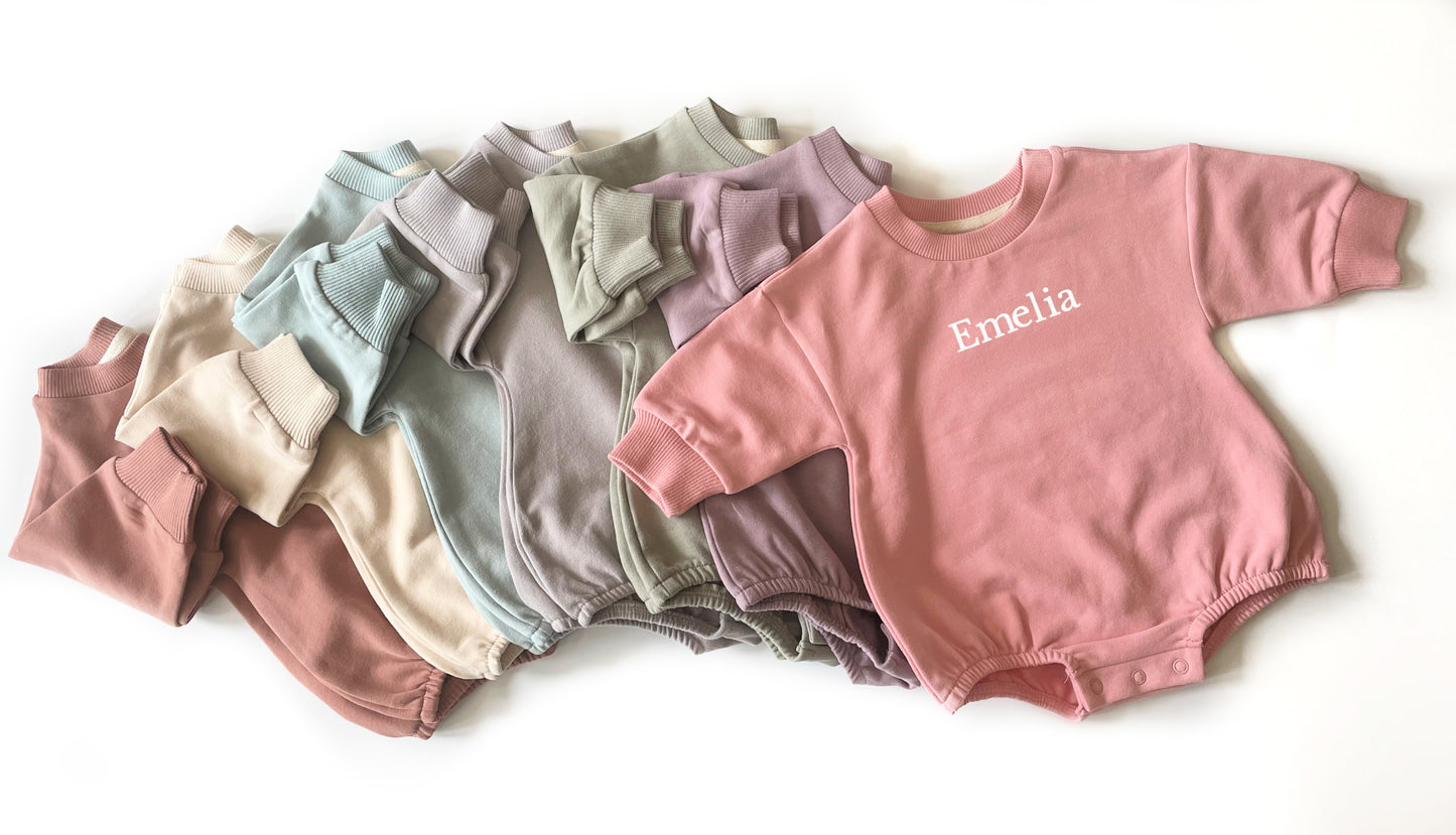 Oversized Baby Crewneck Sweatshirt - Bubble Romper - Personalized