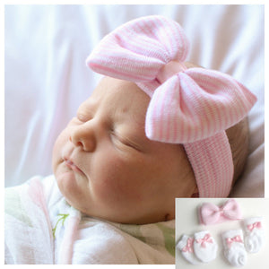 Baby Girl Headband Mittens Socks Gift Set