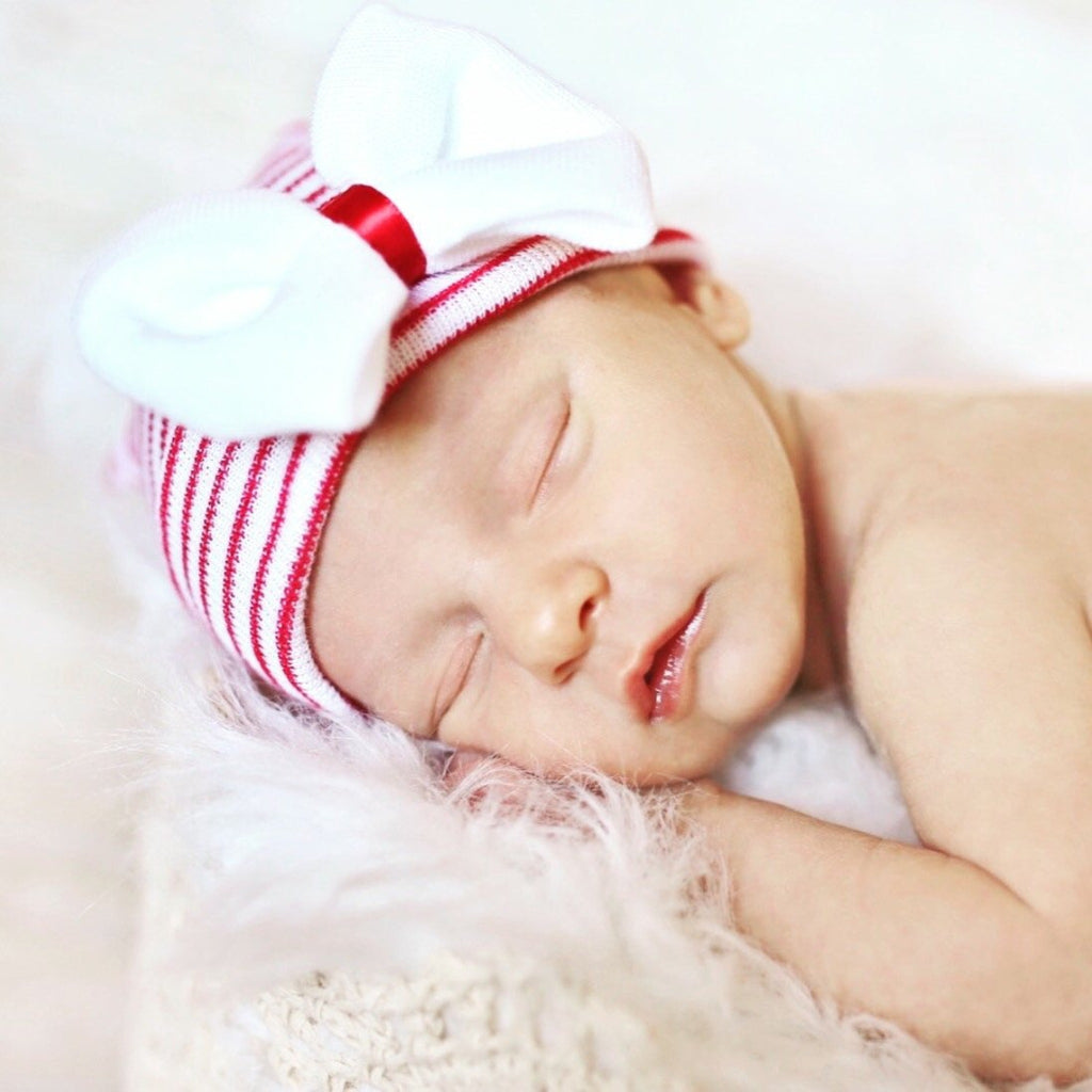 Christmas Newborn Hospital Hat With Bow