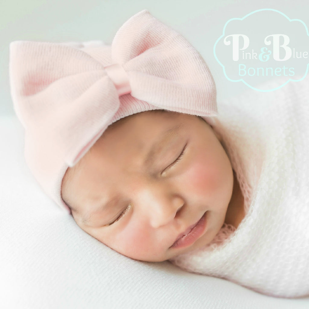 Blush Pink Hospital Hat with Bow